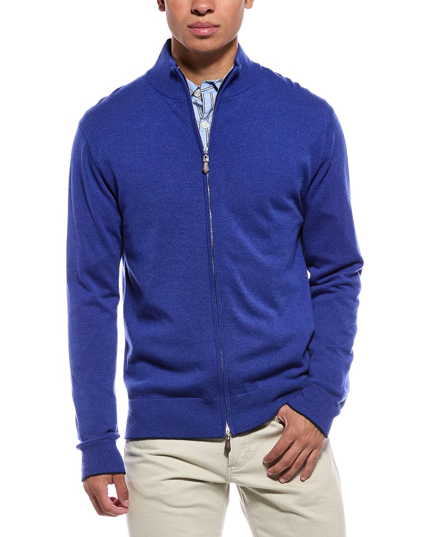 N.Peal Knightsbridge Full Zip 100% Cashmere Mock Neck Sweater
