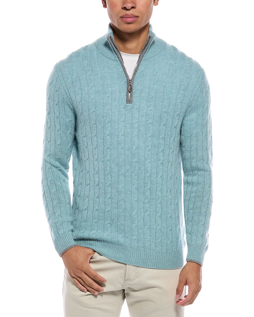 N.Peal Albemarle Cable Cashmere 1/2-Zip Sweater