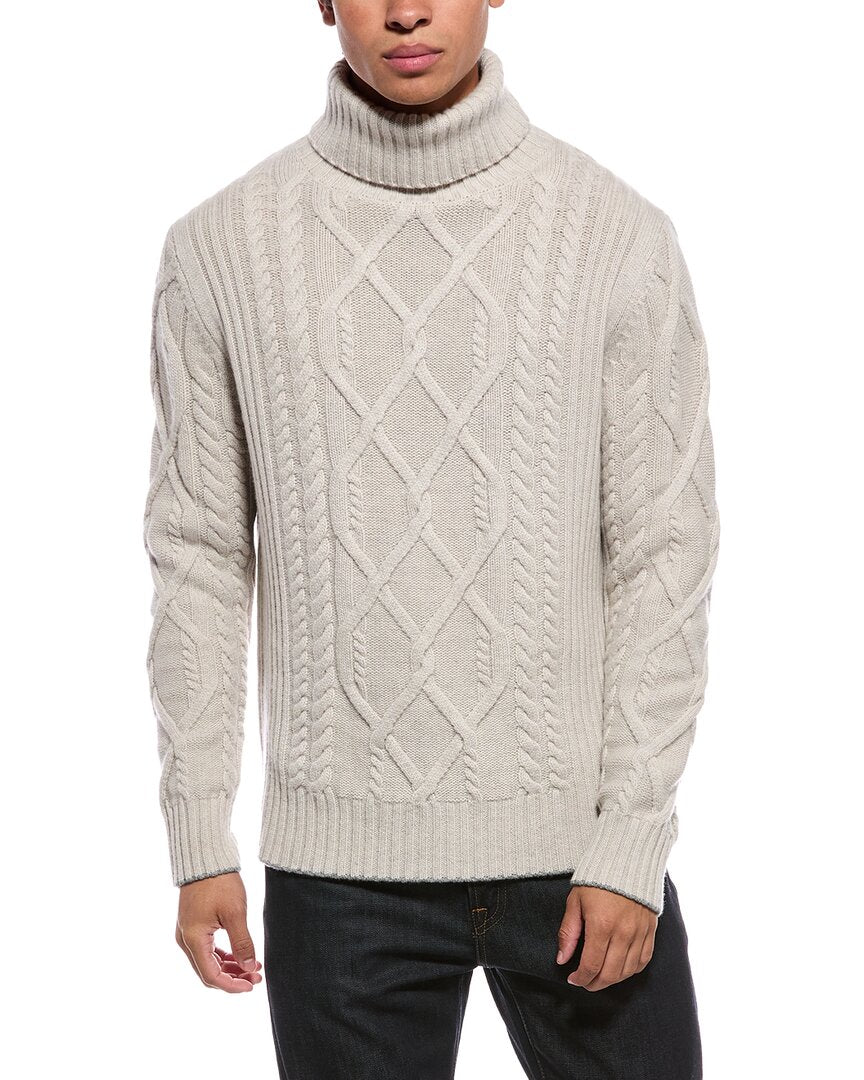 N.Peal Portobello Cable 100% Cashmere Roll Neck Sweater
