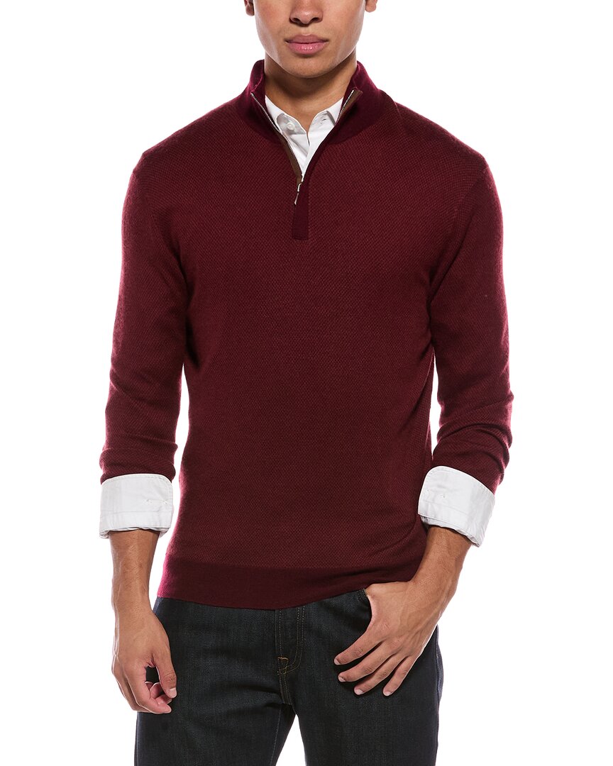N.Peal Regent Birdseye 1/2-Zip Cashmere & Silk-Blend Mock Neck Sweater