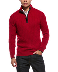 N.Peal Albemarle Cable Cashmere 1/2-Zip Sweater