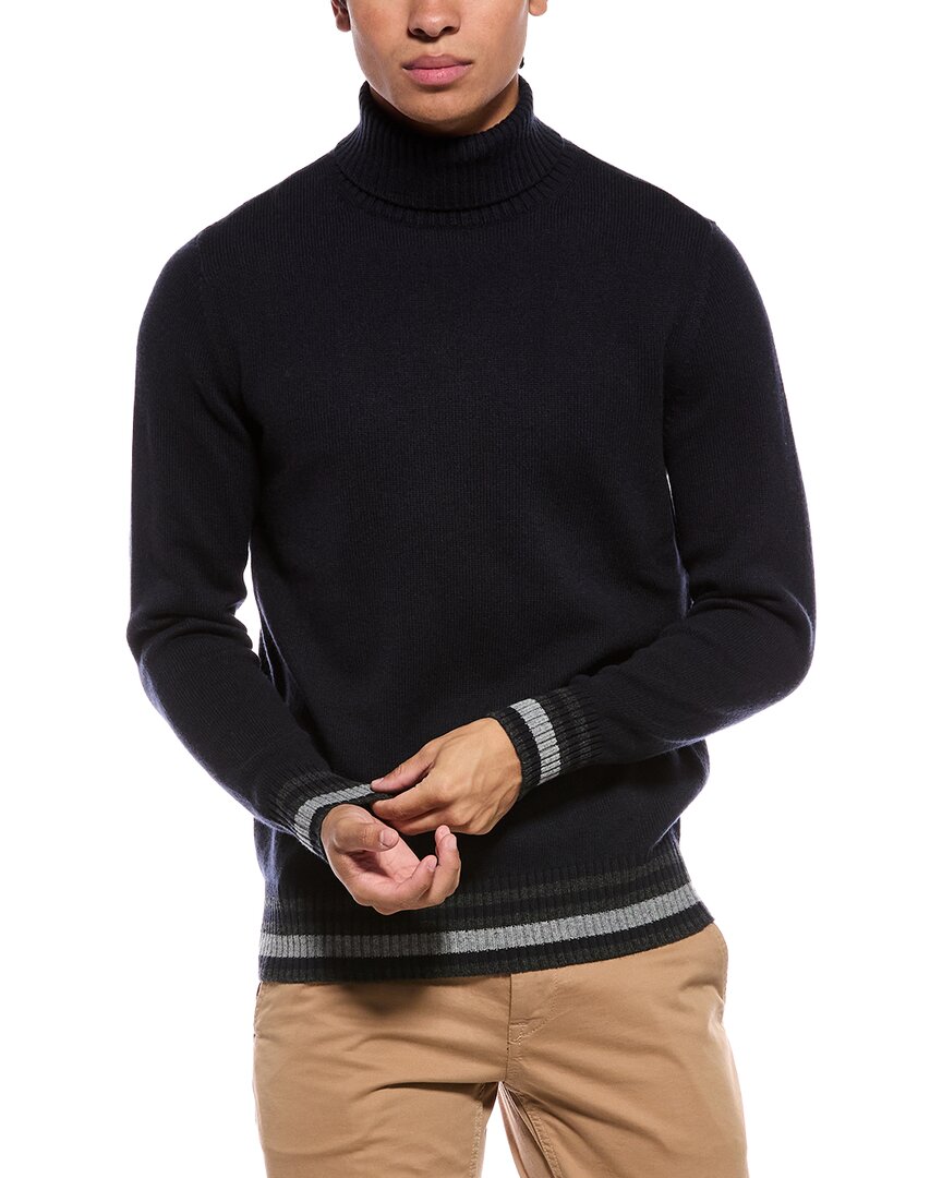 N.Peal Stripe 100% Cashmere Turtleneck Sweater