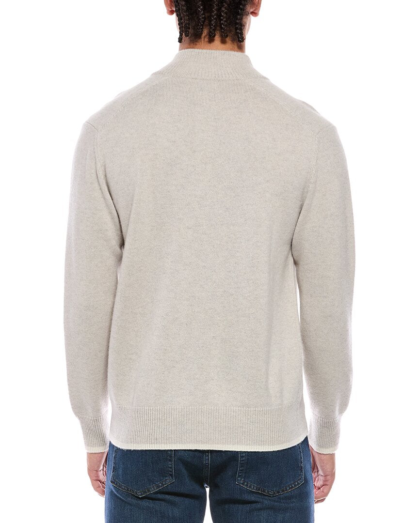 N.Peal Half Button 100% Cashmere Mock Neck Sweater
