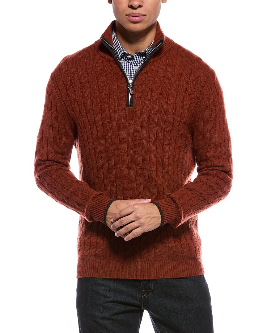 N.Peal Albemarle Cable Cashmere 1/2-Zip Sweater