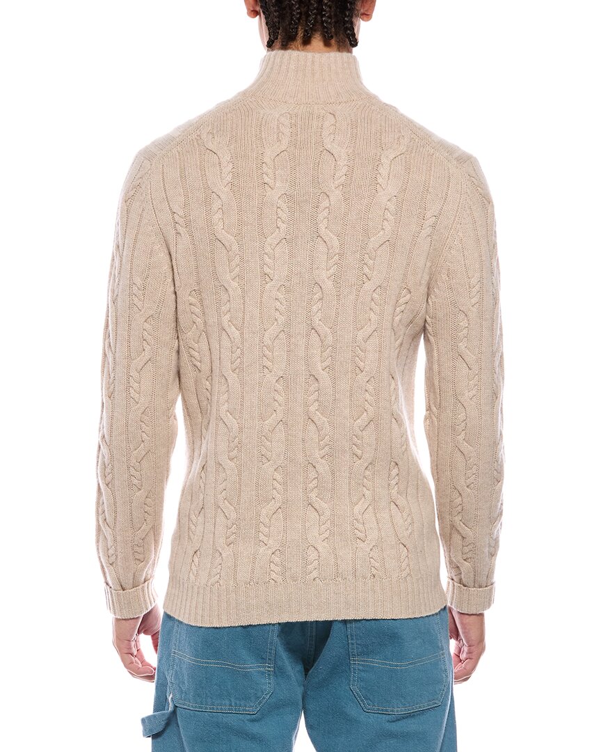 N.Peal Textured Cable 1/2-Zip 100% Cashmere Mock Neck Sweater