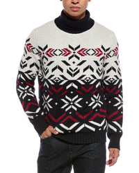 N.Peal Jacquard Pattern 100% Cashmere Turtleneck Sweater