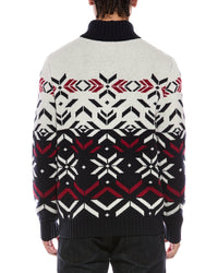 N.Peal Jacquard Pattern 100% Cashmere Turtleneck Sweater
