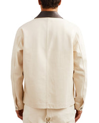 Reiss Clapper Leather-Trim Casual Shirt