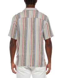 Truth Truth Camp Collar Linen-Blend Stripe Shirt