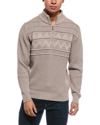 WEATHERPROOF VINTAGE Weatherproof Vintage Textured Zig Zag Yoke 1/4-Zip Mock Neck Sweater