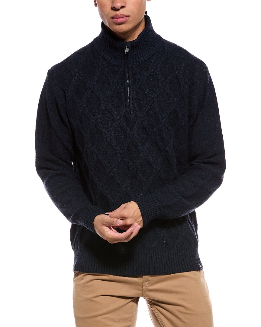 WEATHERPROOF VINTAGE Weatherproof Vintage Trellis Textured Fuzzy 1/4-Zip Mock Neck Sweater