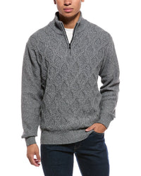 WEATHERPROOF VINTAGE Weatherproof Vintage Trellis Textured Fuzzy 1/4-Zip Mock Neck Sweater