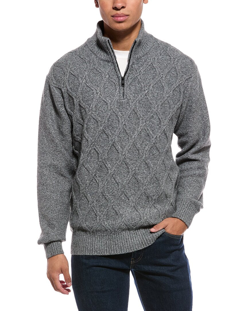 WEATHERPROOF VINTAGE Weatherproof Vintage Trellis Textured Fuzzy 1/4-Zip Mock Neck Sweater
