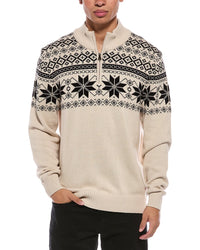 WEATHERPROOF VINTAGE Weatherproof Vintage Snowflake Yoke Quarter Zip Mock Neck Sweater