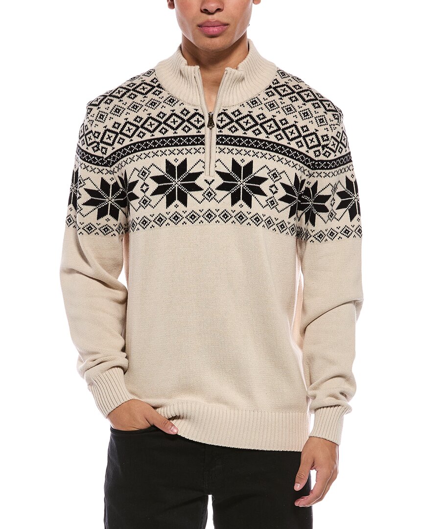 WEATHERPROOF VINTAGE Weatherproof Vintage Snowflake Yoke Quarter Zip Mock Neck Sweater