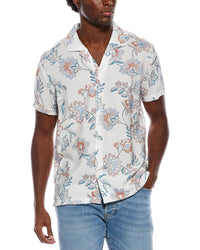 Vintage Summer Printed Textured Camp Shirt
