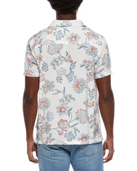 Vintage Summer Printed Textured Camp Shirt