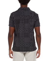 Vintage Summer Printed Textured Camp Shirt
