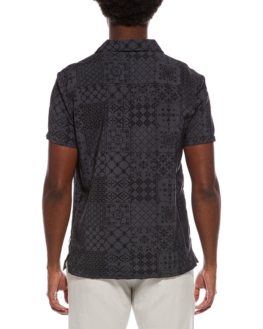 Vintage Summer Printed Textured Camp Shirt