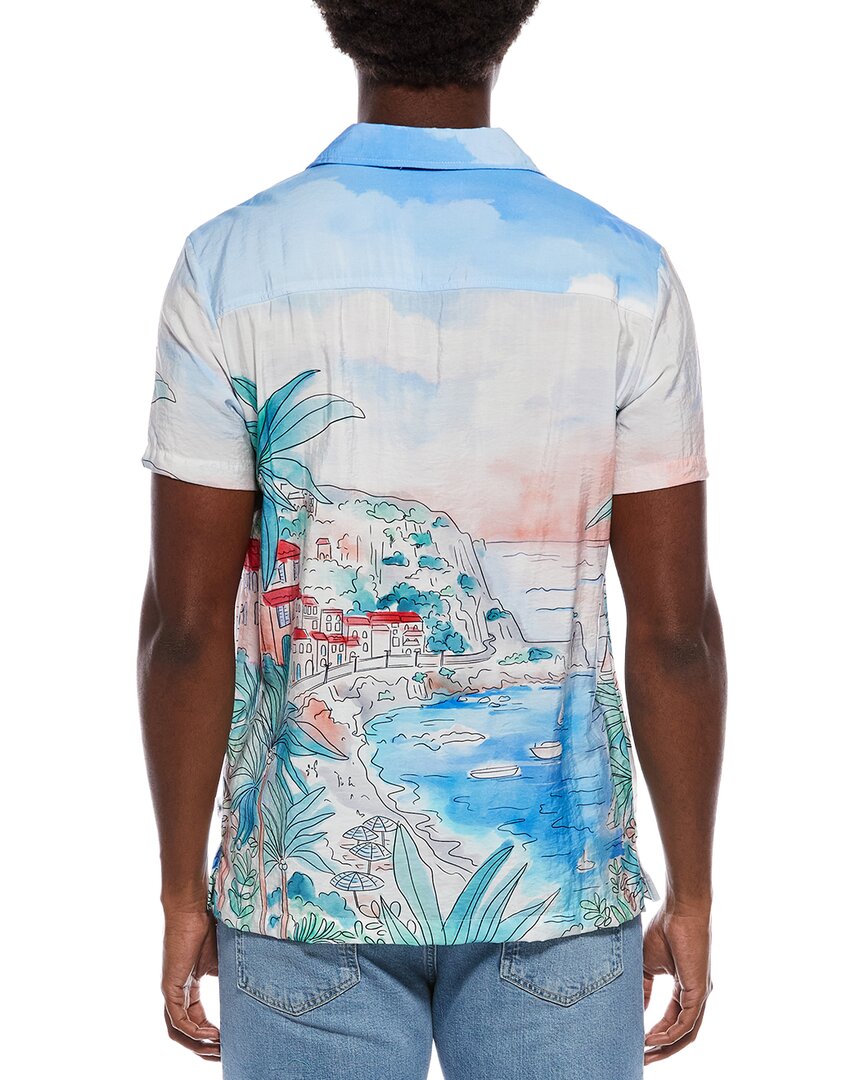 Vintage Summer Printed Textured Camp Shirt