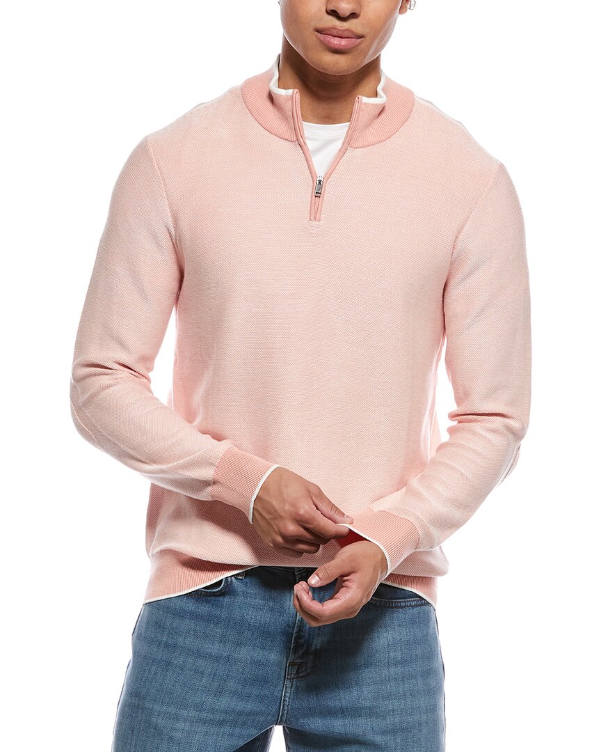 Raffi Links Stitch Zip Mock Neck Sweater