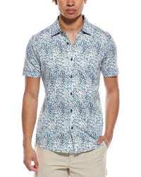 Raffi Leaf Print Button Shirt
