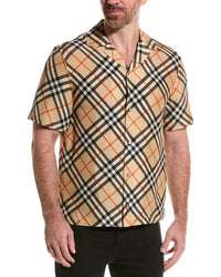 Burberry Check Oversized Silk Shirt Brown Multi