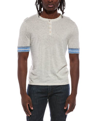 Autumn Cashmere Autumn Cashmere Striped Trim Henley Shirt