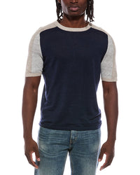 Autumn Cashmere Autumn Cashmere Colorblock Saddle Linen-Blend T-Shirt