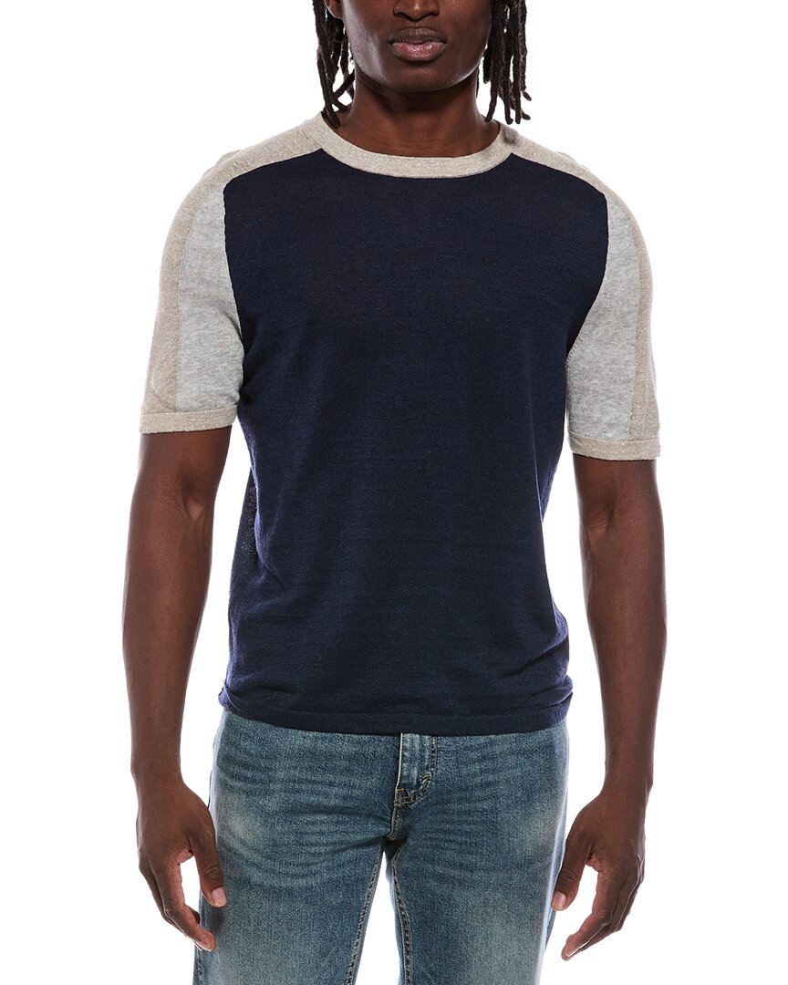 Autumn Cashmere Autumn Cashmere Colorblock Saddle Linen-Blend T-Shirt