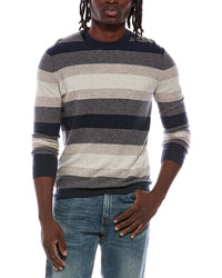 Autumn Cashmere Multi Feeder Stripe 100% Cashmere Crewneck Sweater
