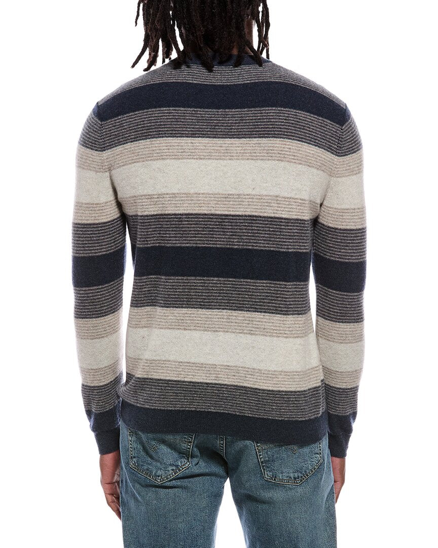 Autumn Cashmere Multi Feeder Stripe 100% Cashmere Crewneck Sweater