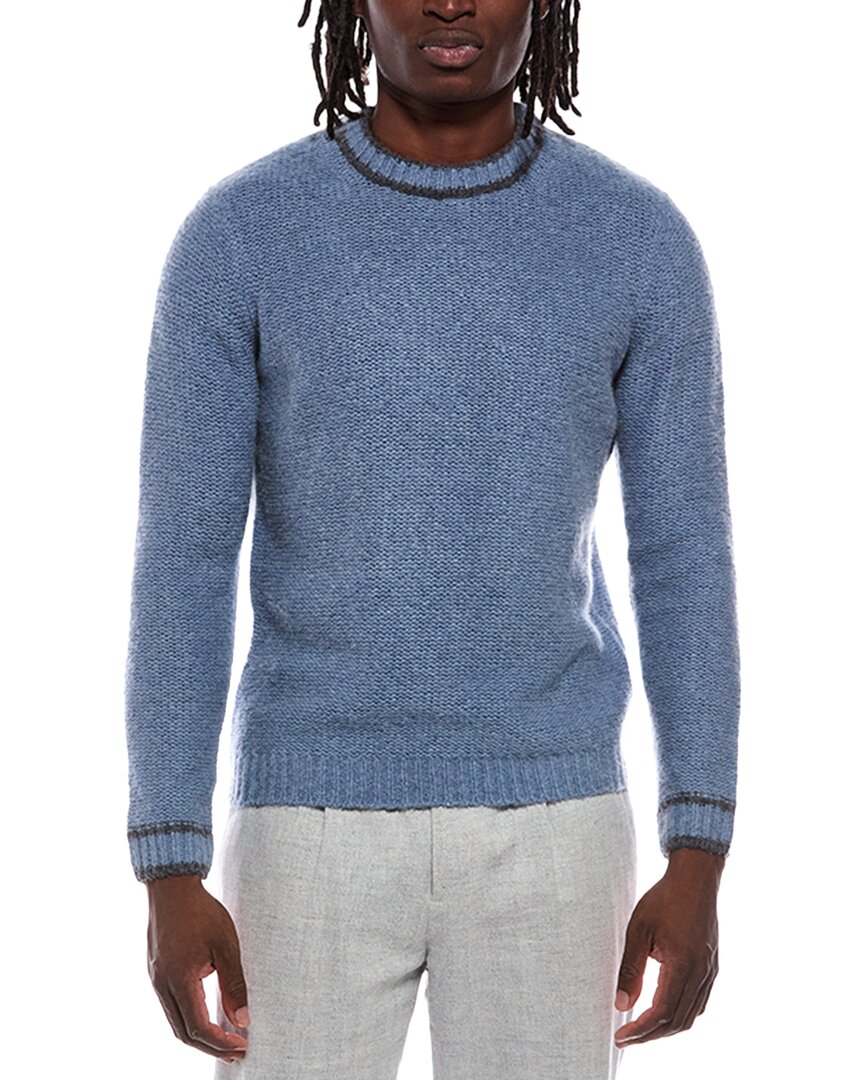 Autumn Cashmere Autumn Cashmere Purl Crewneck Striped Trims Wool & Cashmere-Blend Sweater