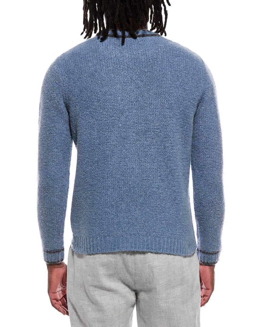 Autumn Cashmere Autumn Cashmere Purl Crewneck Striped Trims Wool & Cashmere-Blend Sweater