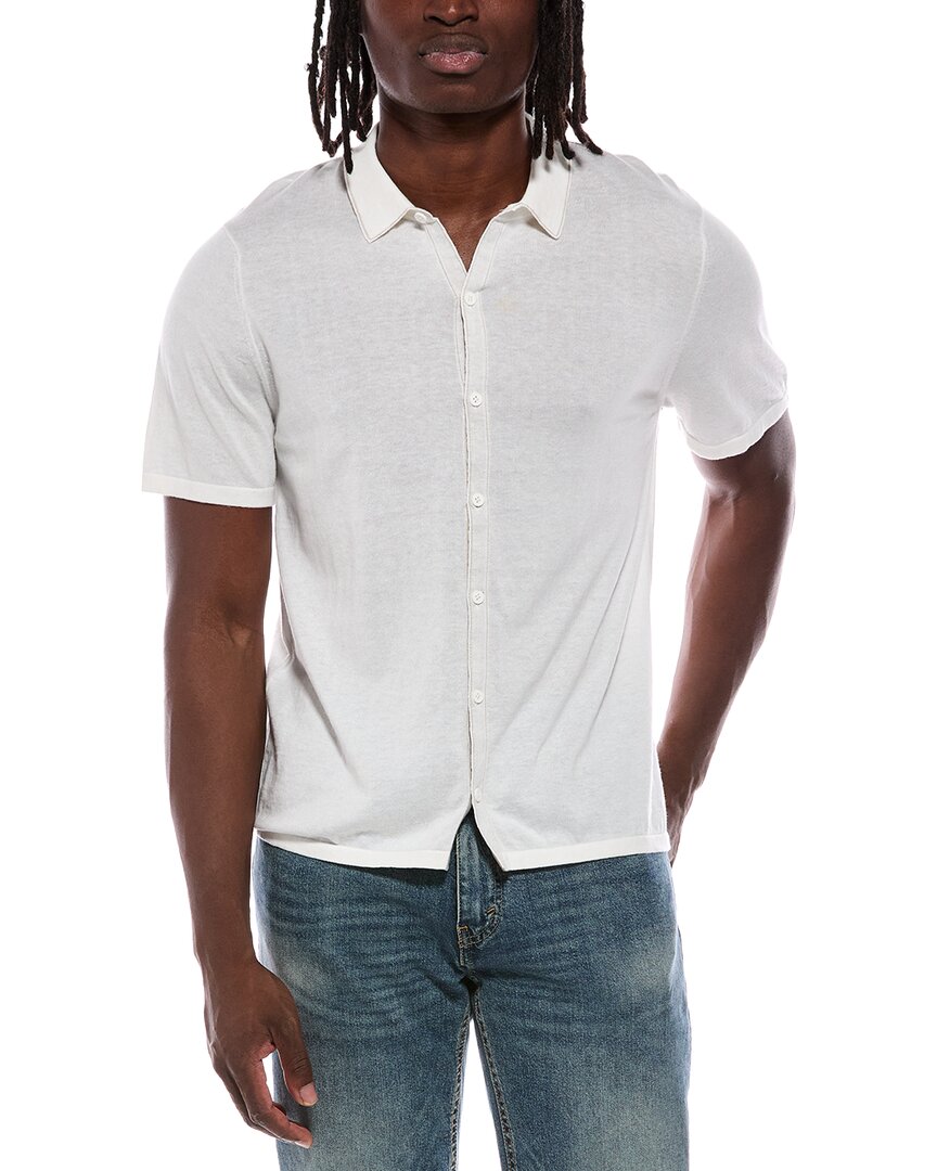 Autumn Cashmere Autumn Cashmere Button Down Contrast Linking Cashmere-Blend Shirt
