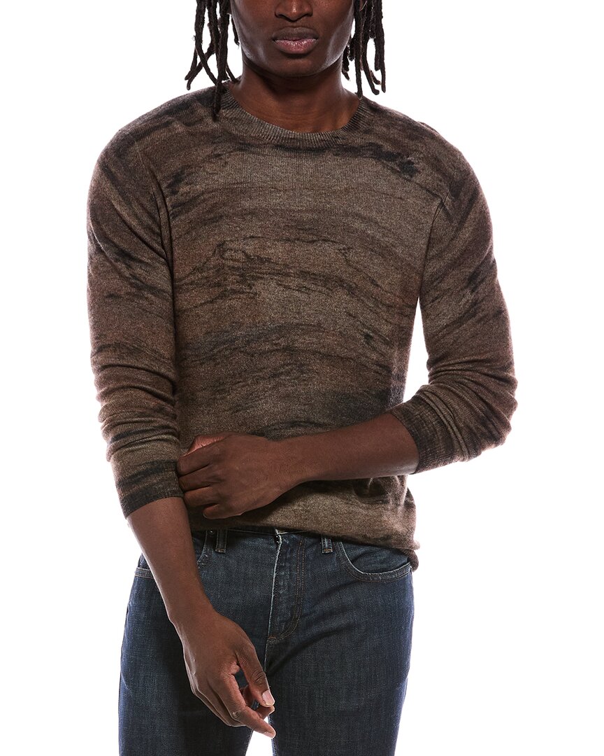 Autumn Cashmere Driftwood Print 100% Cashmere Crewneck Sweater