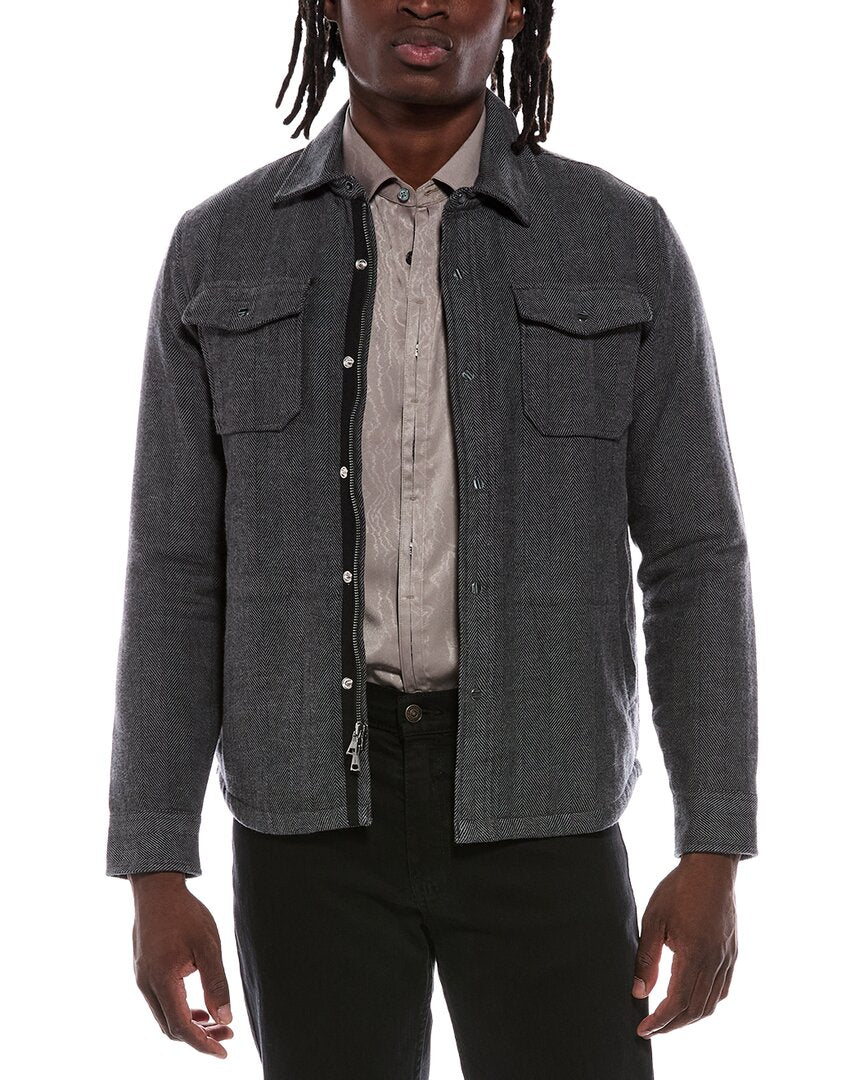 John Varvatos Jameson Herringbone Snap Jacket