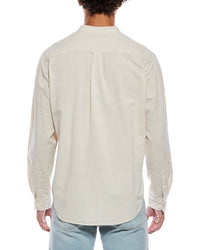 Rowing Blazers Casual Linen-Blend Band Collar Shirt