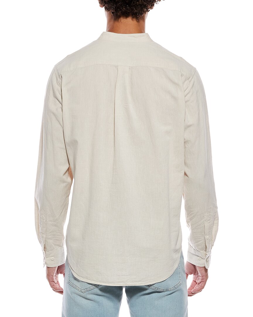 Rowing Blazers Casual Linen-Blend Band Collar Shirt