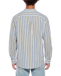 Rowing Blazers Casual Linen-Blend Band Collar Shirt