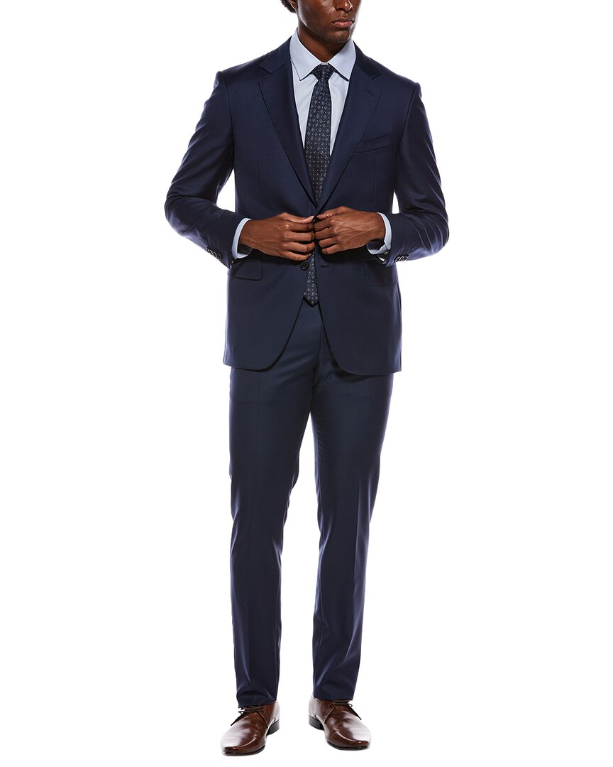 Canali 2Pc Wool Suit With Flat Front Pant