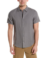 Onia Standard Linen-Blend Shirt Grey Multi