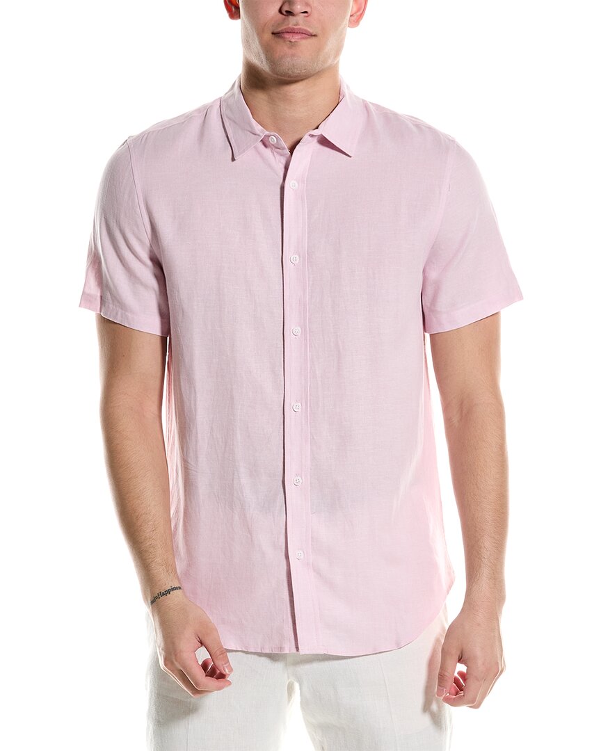Onia Standard Linen-Blend Shirt Pink Regular S