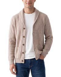 Forte Cashmere Rib Shawl Collar 100% Cashmere Cardigan