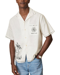 Reiss Galera Brushstroke Printed Linen-Blend Shirt