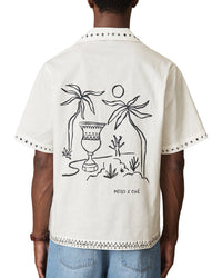 Reiss Galera Brushstroke Printed Linen-Blend Shirt