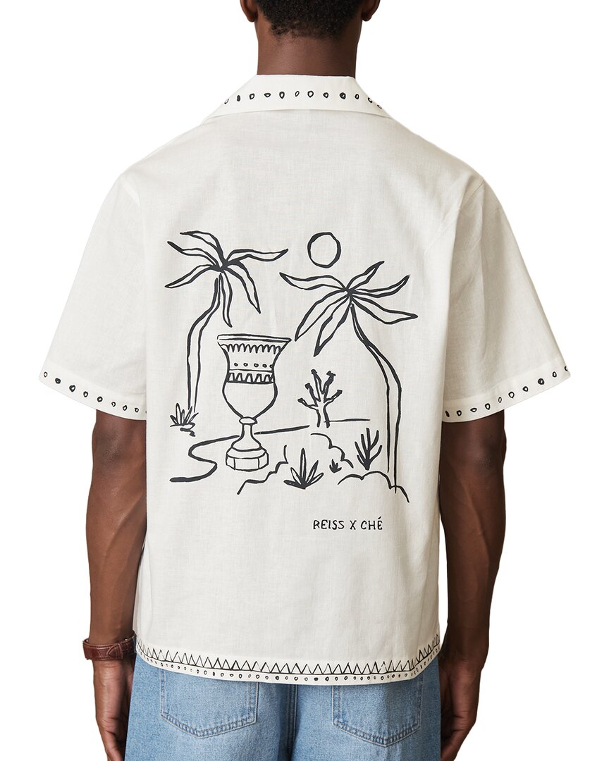 Reiss Galera Brushstroke Printed Linen-Blend Shirt