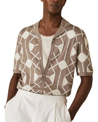 Reiss Terrazzo Cuban Button Front Top