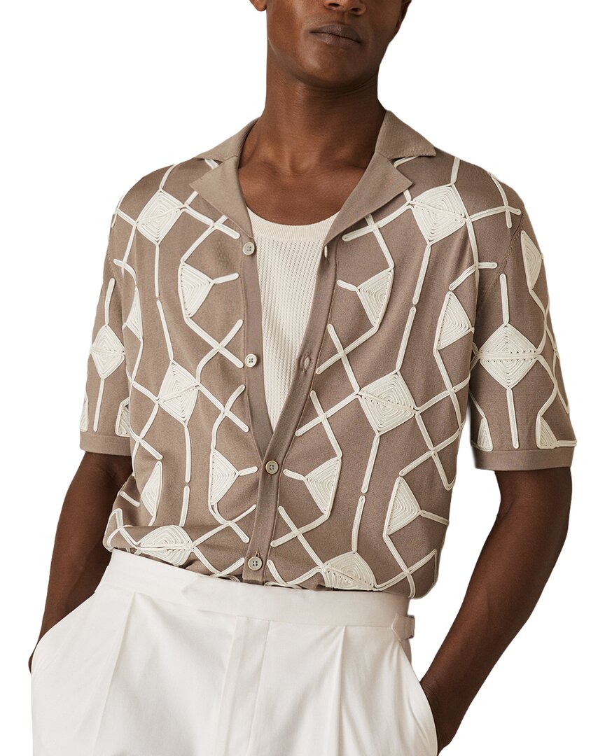 Reiss Terrazzo Cuban Button Front Top