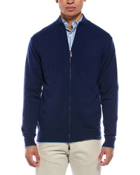 N.Peal Knightsbridge Full Zip 100% Cashmere Mock Neck Sweater